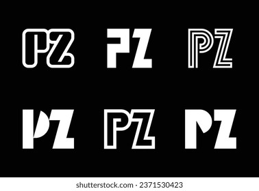 Conjunto de logotipos de letra PZ. Resumen de colección de logotipos con letras. Logotipos geométricos abstractos