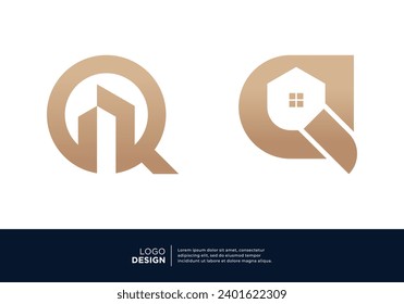 Set of letter Q building logo design inspiration.