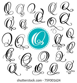 Set Letter Q Hand Drawn Vector Stock Vector (Royalty Free) 759301624