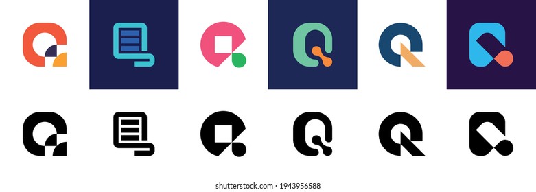 Set of letter Q. Icon design. Template elements - Collection of vector sign