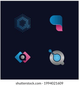 Set of letter Q logo design vector. icons for modern business technology digital.