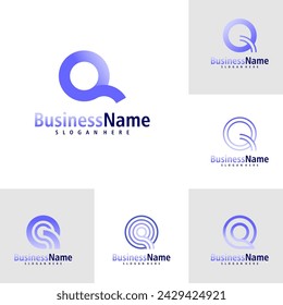 Set of Letter Q logo design vector. Creative Initial Q logo concepts template