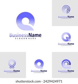 Set of Letter Q logo design vector. Creative Initial Q logo concepts template