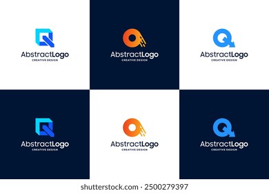 Conjunto de innovación de diseño de logotipo de letra Q