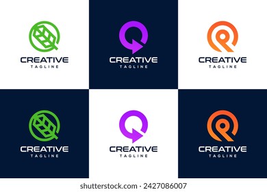 Set of letter Q modern logo design inspiration