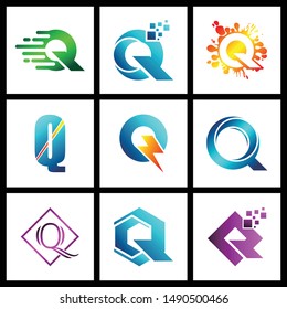set of Letter Q simple logo icon design vector
