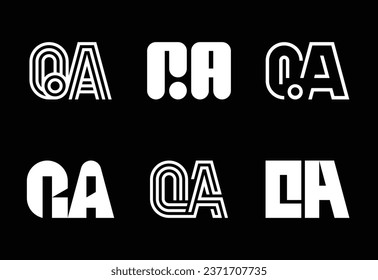 Conjunto de logotipos QA de letras. Resumen de colección de logotipos con letras. Logotipos geométricos abstractos