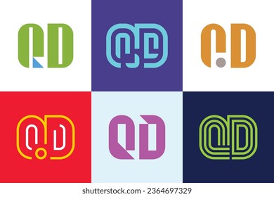 Conjunto de logotipos QD de letras. Resumen de colección de logotipos con letras. Logotipos geométricos abstractos