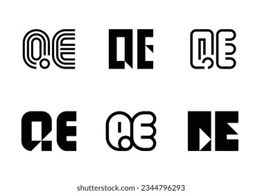 Conjunto de logotipos QE de letras. Resumen de colección de logotipos con letras. Logotipos geométricos abstractos