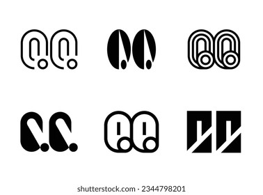 Set of letter QQ logos. Abstract logos collection with letters. Geometrical abstract logos