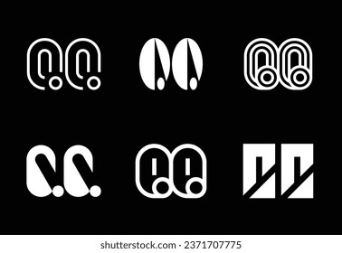 Conjunto de logotipos QQ. Resumen de colección de logotipos con letras. Logotipos geométricos abstractos