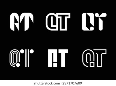 Set of letter QT logos. Abstract logos collection with letters. Geometrical abstract logos