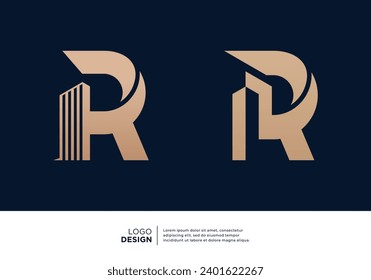 Set of letter R building logo design inspiration.