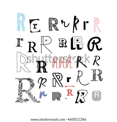 Set Letter R Different Style Collection Stock Vector Royalty Free