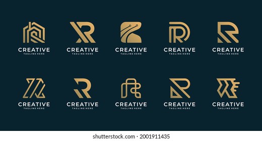 Set of letter r gradient logo collection. Logo can be used for icon, brand, identity, creative, bundle, symbol, alphabet