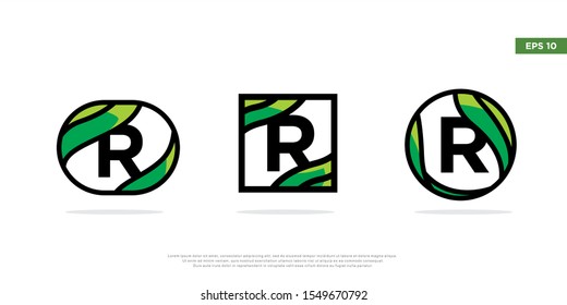 set of letter r inside frame leaf logo