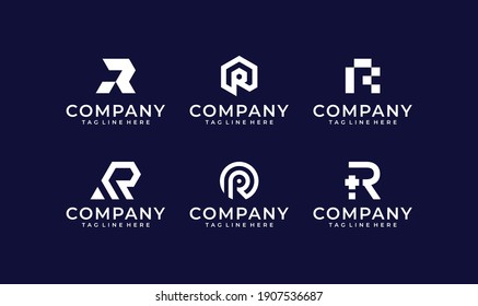 Set of letter r logo collection for consulting, initial, finance company