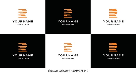 Set of letter r logo collection with golden concept for consulting, initial, finance company 