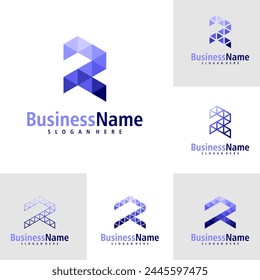 Set of Letter R logo design vector. Creative Initial R logo concepts template