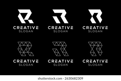 Set of Letter R logo design templates. Modern isolated Letter R symbols for brands and technology