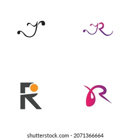 set of Letter R Logo Template vector icon design