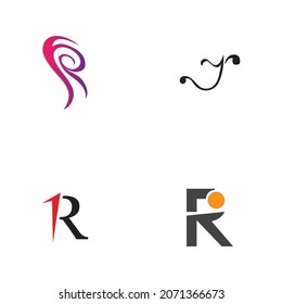 set of Letter R Logo Template vector icon design