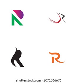 set of Letter R Logo Template vector icon design