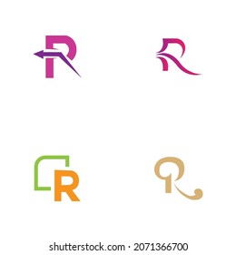 set of Letter R Logo Template vector icon design