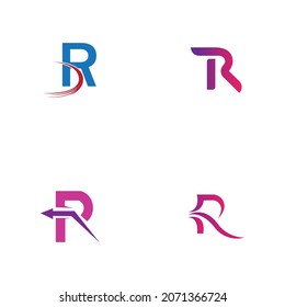 set of Letter R Logo Template vector icon design