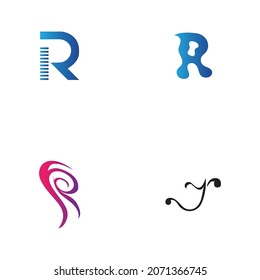 conjunto de diseños de iconos vectoriales de plantillas de logotipos de letras R