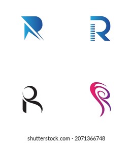 set of Letter R Logo Template vector icon design