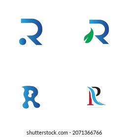conjunto de diseños de iconos vectoriales de plantillas de logotipos de letras R