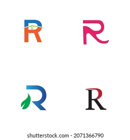 conjunto de diseños de iconos vectoriales de plantillas de logotipos de letras R
