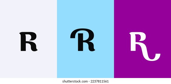 Set of letter R minimal logo icon design template elements