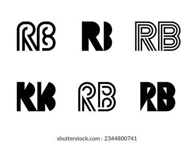 Set of letter RB logos. Abstract logos collection with letters. Geometrical abstract logos