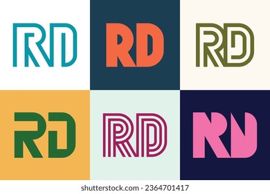 Set of letter RD logos. Abstract logos collection with letters. Geometrical abstract logos