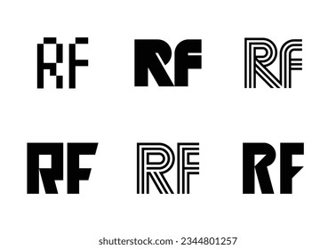 Set of letter RF logos. Abstract logos collection with letters. Geometrical abstract logos