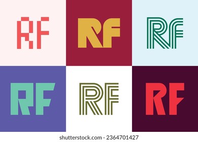 Set of letter RF logos. Abstract logos collection with letters. Geometrical abstract logos
