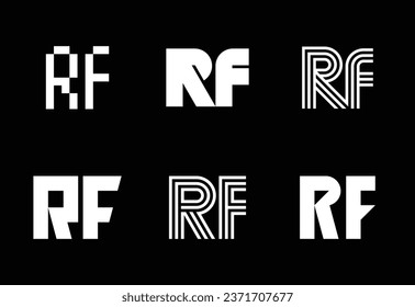 Conjunto de logotipos RF de letras. Resumen de colección de logotipos con letras. Logotipos geométricos abstractos