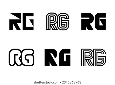 Conjunto de logotipos RG de letras. Resumen de colección de logotipos con letras. Logotipos geométricos abstractos