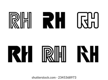 Conjunto de logotipos RH de letras. Resumen de colección de logotipos con letras. Logotipos geométricos abstractos