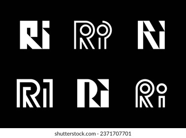 Set of letter RI logos. Abstract logos collection with letters. Geometrical abstract logos