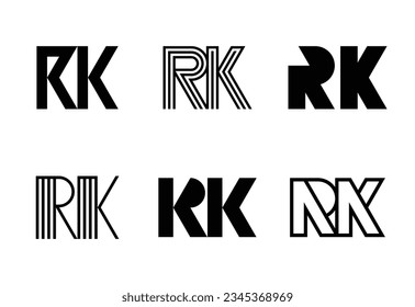 Set of letter RK logos. Abstract logos collection with letters. Geometrical abstract logos