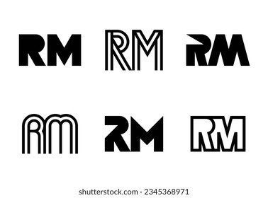 Set of letter RM logos. Abstract logos collection with letters. Geometrical abstract logos