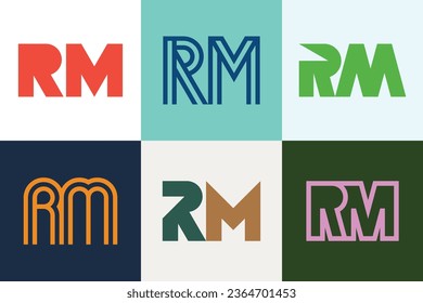 Set von Buchstaben RM Logos. Abstrakte Logos-Kollektion mit Buchstaben. Abstrakte geometrische Logos