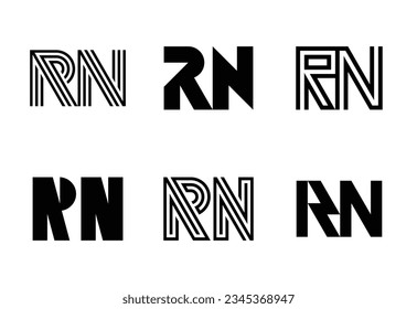 Set of letter RN logos. Abstract logos collection with letters. Geometrical abstract logos