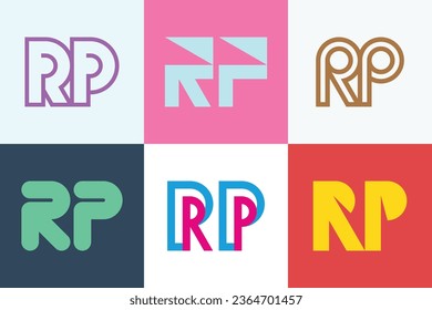 Set of letter RP logos. Abstract logos collection with letters. Geometrical abstract logos