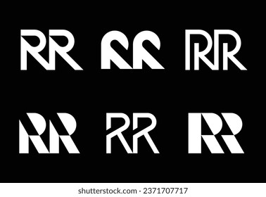 Set of letter RR logos. Abstract logos collection with letters. Geometrical abstract logos