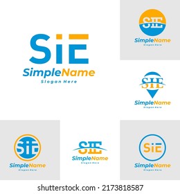 Set of Letter S I E Logo Design Template. Initial SIE logo concept vector. Creative Icon Symbol