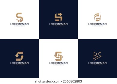 Set of letter S financial logo design